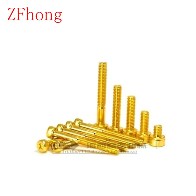 10-20pcs DIN912 육각 소켓 캡 헤드 나사 M2 M2.5 M3 M4 널링 처리된 스테인레스 스틸 티타늄 도금 황금색 하드웨어 도구용