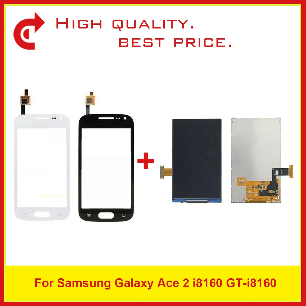 

High Quality 3.8" For Samsung Galaxy Ace 2 i8160 LCD Display With Touch Screen Digitizer Sensor Panel+Tracking Code