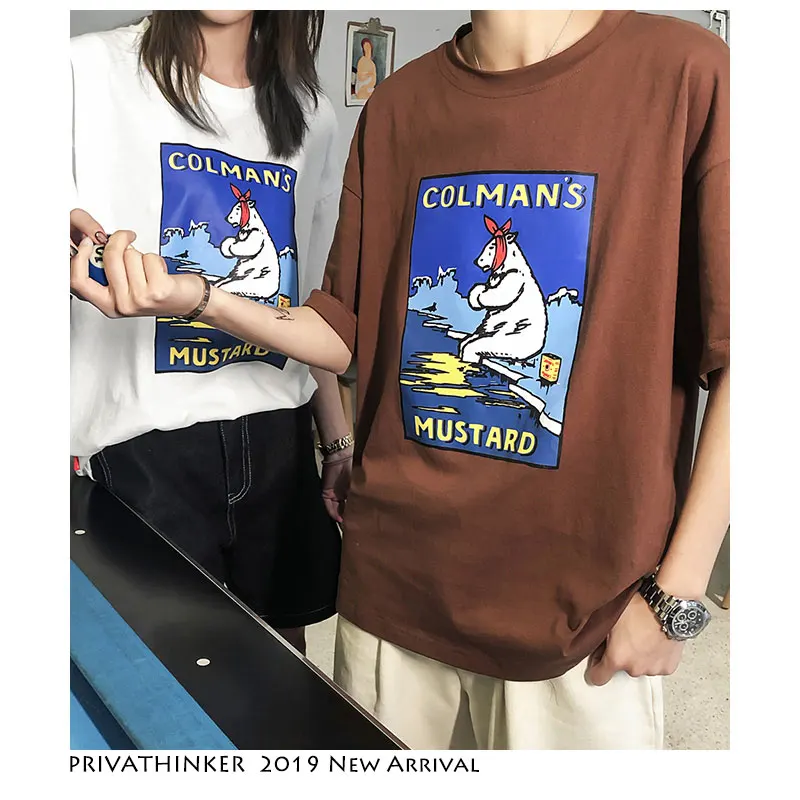 Privathinker Men Woman Summer Streetwear Casual TShirts 2019 Mens Cute Polar Bear Print T-Shirt Male Korean T Shirt Fashions | Мужская