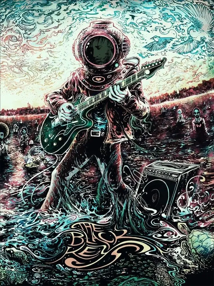 Home Decor The Black Keys Rock Band-Silk Art Poster Wall Sicker Decoration Gift