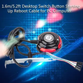 

ALLOYSEED 1.6m/5.2ft Desktop Switch Button Starting Up Reboot Cable Wire with LED Indicator for PC Computer High Quality