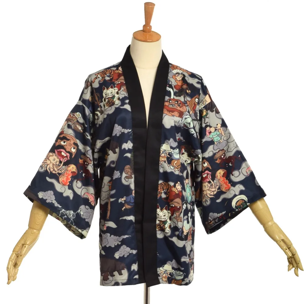 Japanese Kimono Traditional Yukata Men Cardigan Mujer Women Short Outwear Coat Hyakki Yakou Clarkes World Costumes