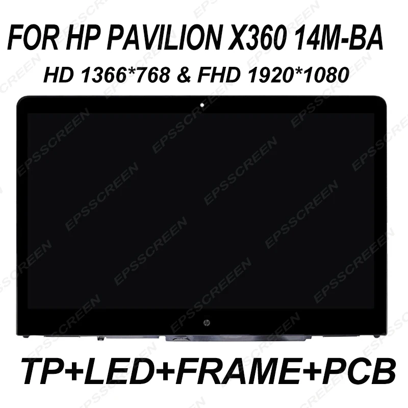 ЖК-дисплей 14 дюймов для HP Pavilion X360 14M-BA 14-BA HD 1366x768 и FHD 1920*1080 сенсорный экран в сборе +