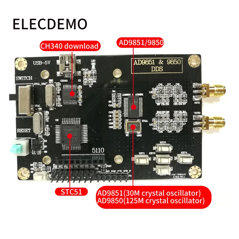 DDS функция генератор сигналов модуль AD9851 отправка программа совместима с 9850 с Nokia5110 функция демонстрационная доска