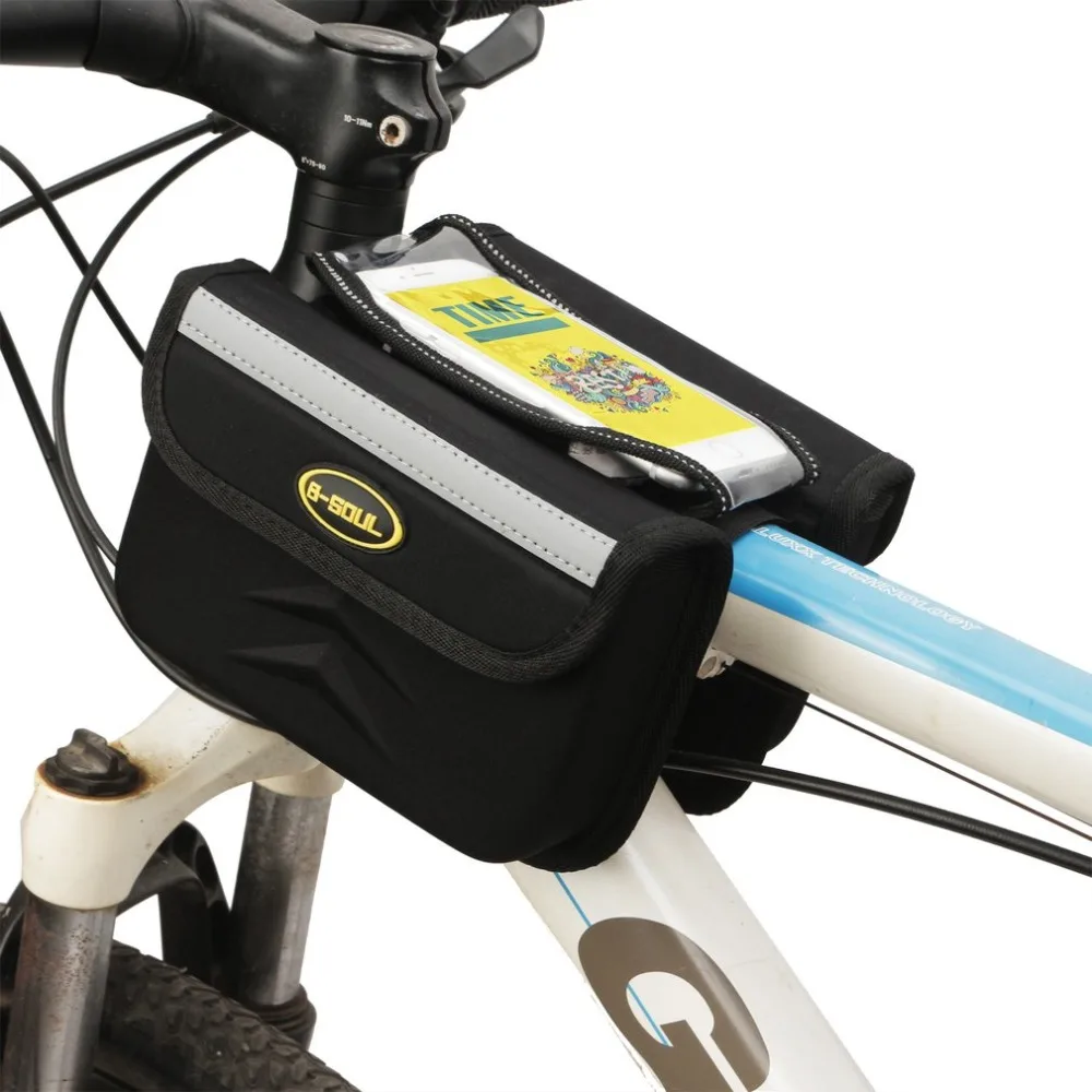 Прочный Применение велосипеда сумку передней рамы сумка Водонепроницаемый Сенсорный экран Велоспорт сумка трубы сумка для хранения для