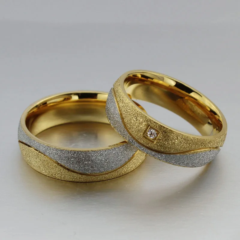 Engagement Ring For Men Women Wedding Rings Jewelry Whole Engagement Ring For Men Women Wedding Rings Jewelry Whole Gold Color Stainless Steel Cz In From