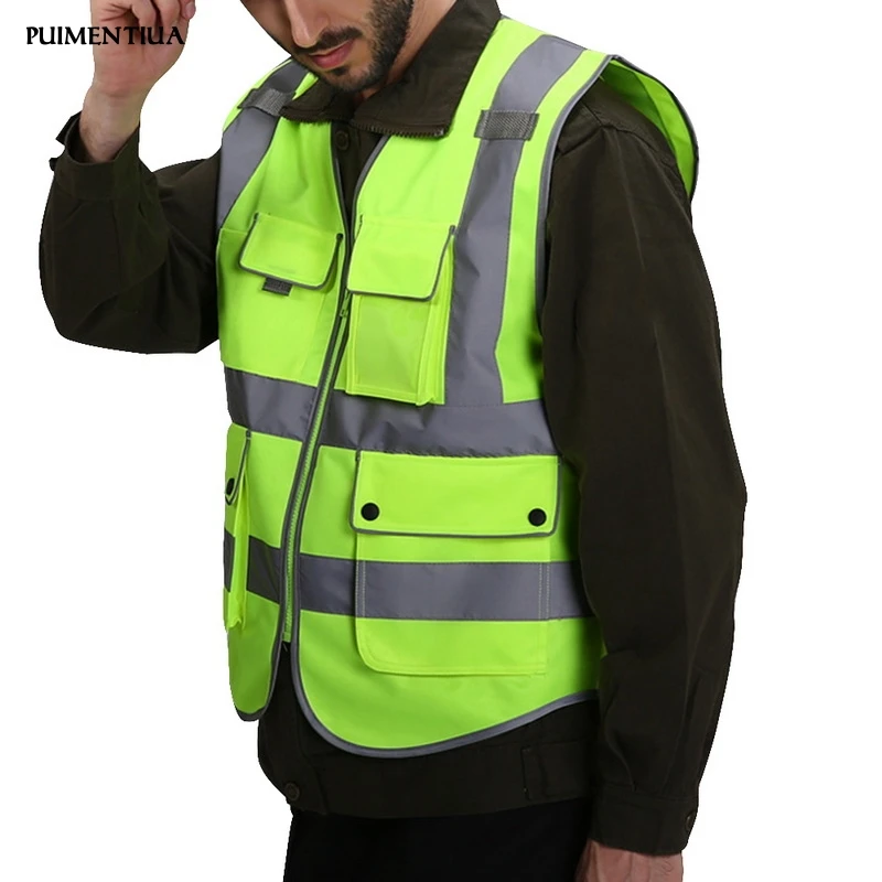 

Puimentiua 2019 Men 360 Reflectivity Protection High Visibility Reflective Vest Cycling Outdoor Reflective Safety Clothing Vest