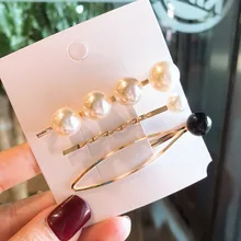 Fashion Imitiation Pearl Hairclips Geometric Irregular Hairgrip 3Pcs/set Barrette for Women Hair Accessories charming fuax gem rhinestone geometric barrette set for women