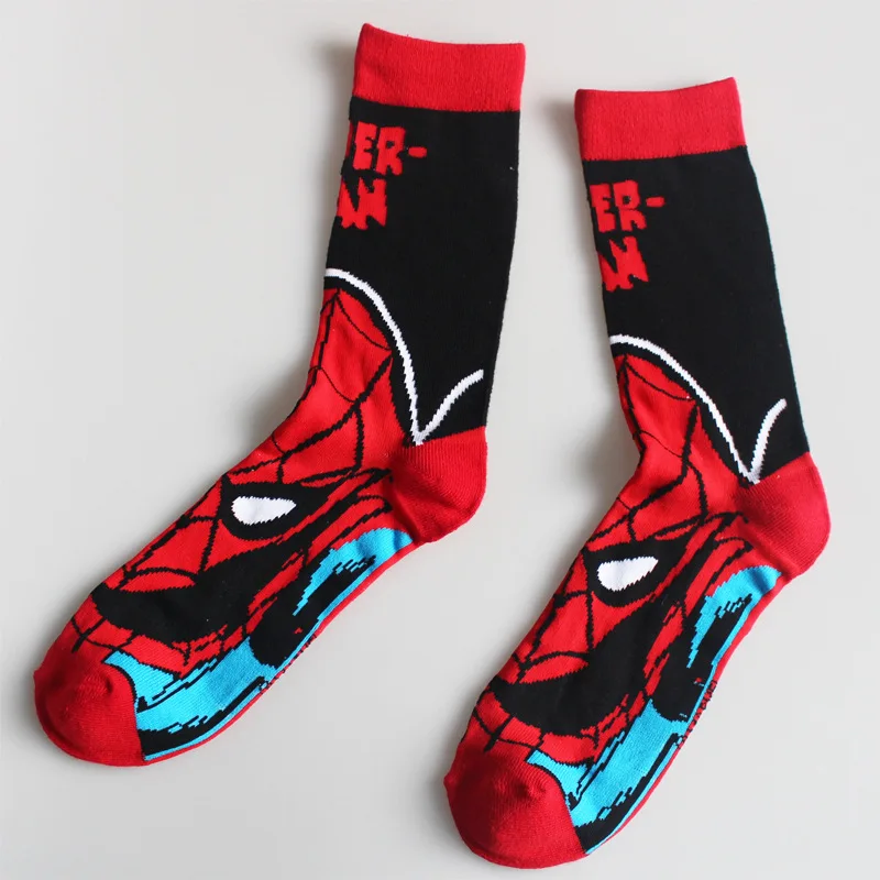 Популярные носки в стиле Харадзюку с изображением Супермена, Бэтмена, Капитана Америки; забавные носки с изображением супергероев
