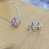 925 Sterling Silver Cute Hollow-out Cube shape Cage Pendant, Hollow Square Box style Can Hold Pearl Gem Locket Pendant Mounting 1