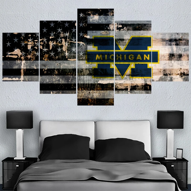University Rugby Wolverines Paintings Modern Home Decor Living Room