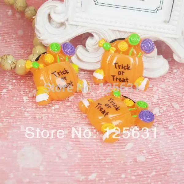 Kawaii плоские &quotсделай сам&quot смола на Хэллоуин с надписью Trick or Treat тыквы сумка для