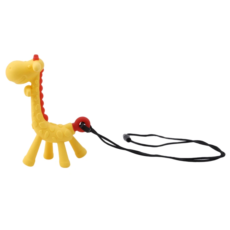 Мультфильм форма жирафа детские молярные игрушки силиконовый без бисфенола А младенческой грызунок новое ожерелье подвесные игрушки для ребенка деятельности - Цвет: Цвет: желтый