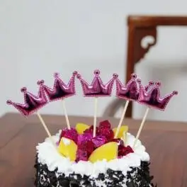 Rose Red Crown 5 шт прекрасный мультфильм блестящие Мышь Star полиуретановый торт Топпер блеск золота корона для капкейков наилучший флаг День рождения украшения поставки - Цвет: Rose Red Crown