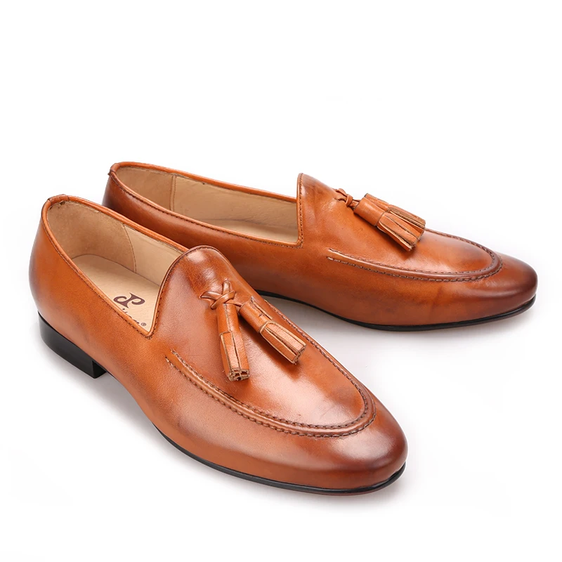 Piergitar/мужские туфли из натуральной кожи двух цветов с кожаными кисточками; мужские туфли ручной работы для курения; свадебные и вечерние мужские лоферы