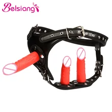 Belsiang Removable Strapon Double Harness Dildo Anal Lesbian Strap On Dildo Chastity Belt Pants Sex Shop Sex Toys For Woman