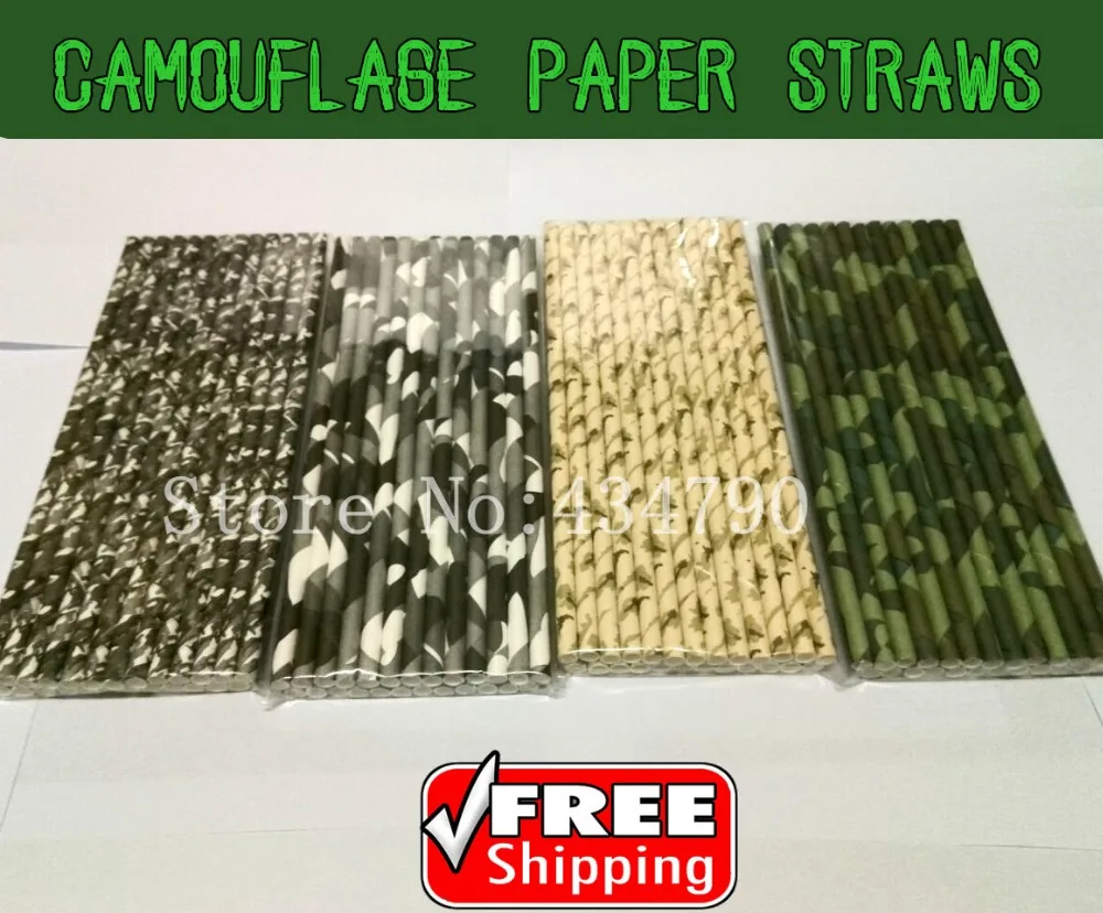 

Free DHL 2000pcs Mix 4 Colors Camouflage Paper Straws-Camo Patterned Military Birthday Party Decor Bar,Camping,Wedding,Kids,Bulk