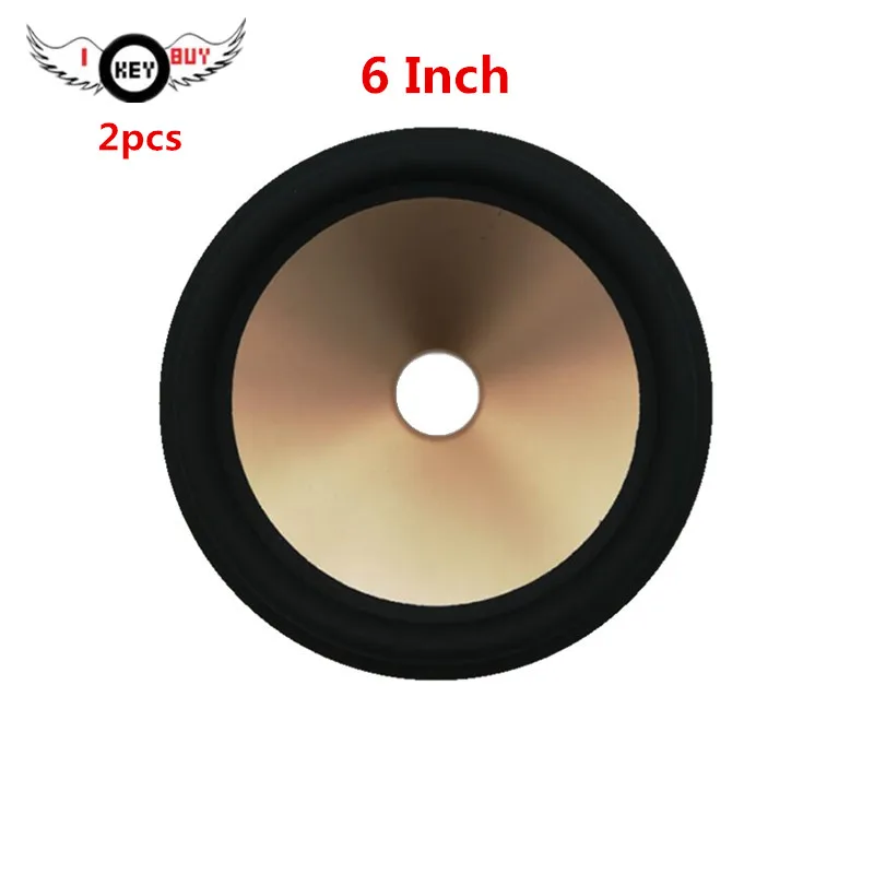 

2 pcs/lot 6 Inch Speaker Rubber Edge Paper Cone Full Frequency Thickening Gold Color Plastic Cones Basin 27 mm Core
