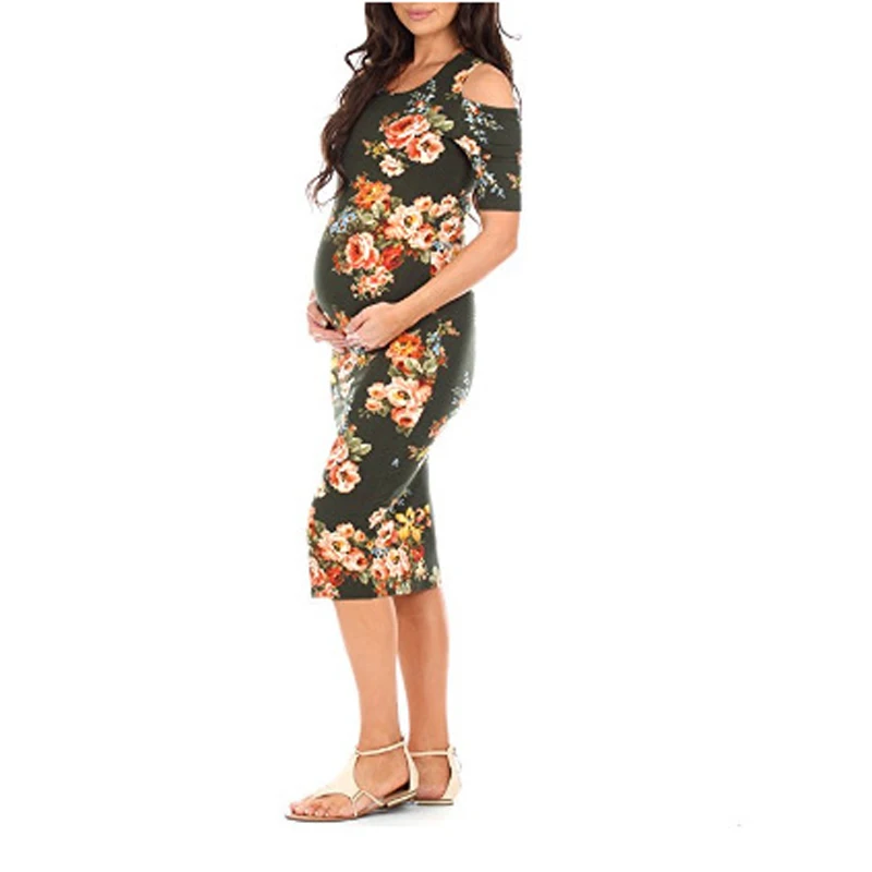 2018 Summer Floral Maternity Dresses Short sleeve Pregnancy Dress for Pregnant Women Daily Wearing Fashion Maternity Clothes (4)