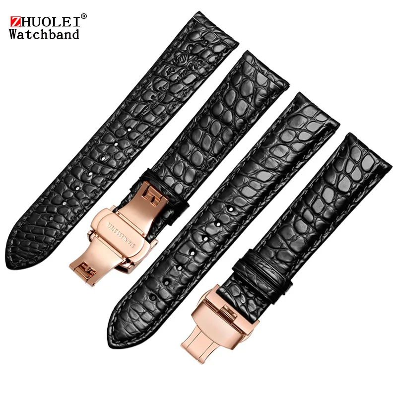 Высокое качество двусторонняя из крокодиловый кожи группа для бренда Ремешки для наручных часов 18 мм 19 20 21 22 для мужчин браслет