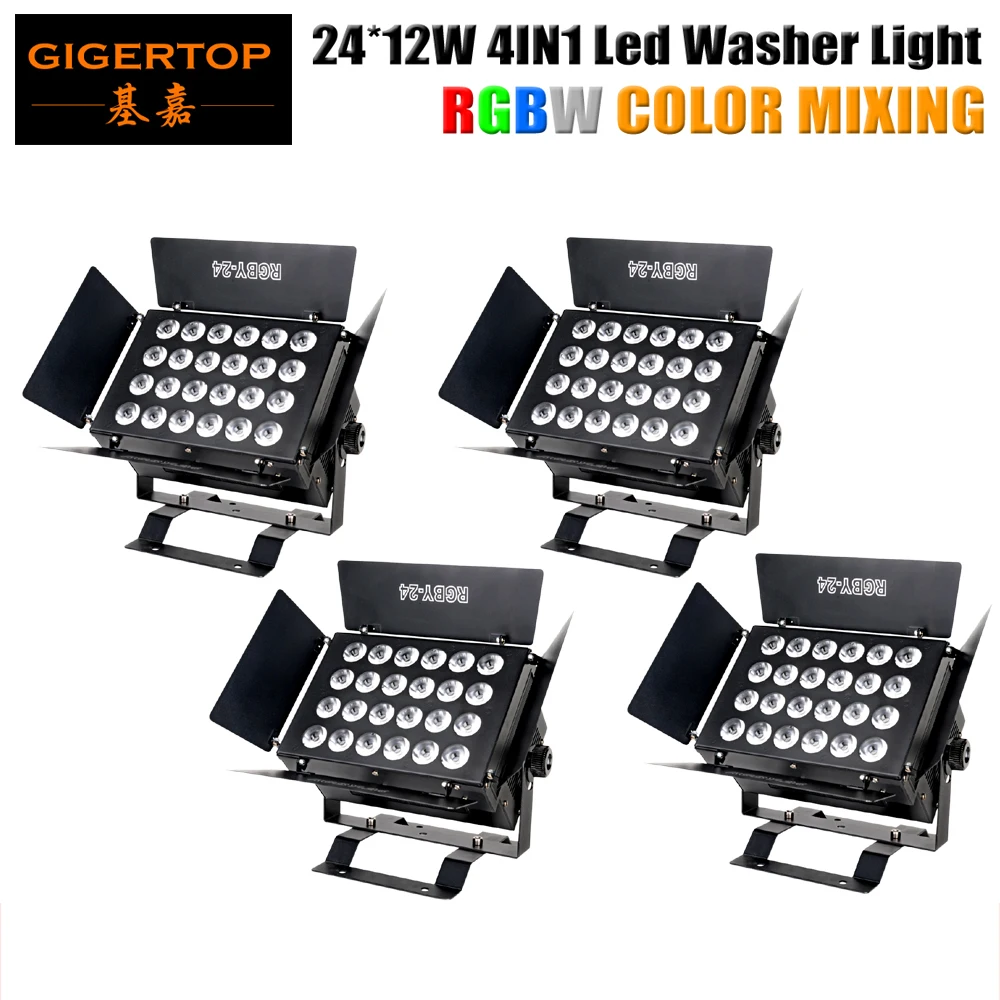 Freeshipping 4XLOT Indoor Wall Washer Lighting 320W High Power Led Flood Light RGBW 4IN1 Color MIxing 24x12W DMX Stage Lighting