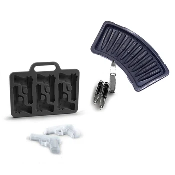 

Wholesale 10 pcs/lot Ice Cube Mold Gun AK 47 Bullet Shape Ice Cube Tray Fruit Ice Cream Maker Chocolate Candy Cake Mold Tools
