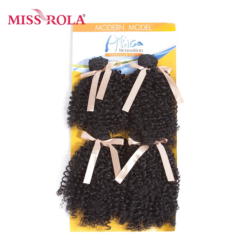 

Miss Rola 7-8.5inch Curly Synthetic Hair Weave 1B# Double Weft Hair Extensions 4Bundles Deal 200g/Pack Full Head Kanekalon Hair