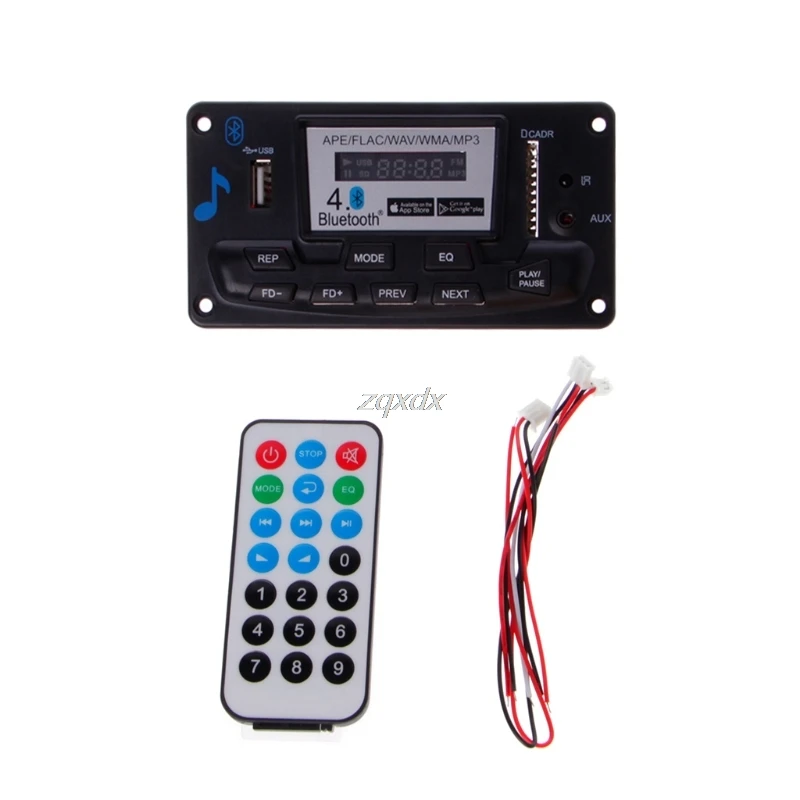 

4.0 Bluetooth MP3 Decoding Board Module LED 12V DIY USB/SD/MMC APE FLAC WAV DAE Decoder Record MP3 Player AUX FM Folders Switch