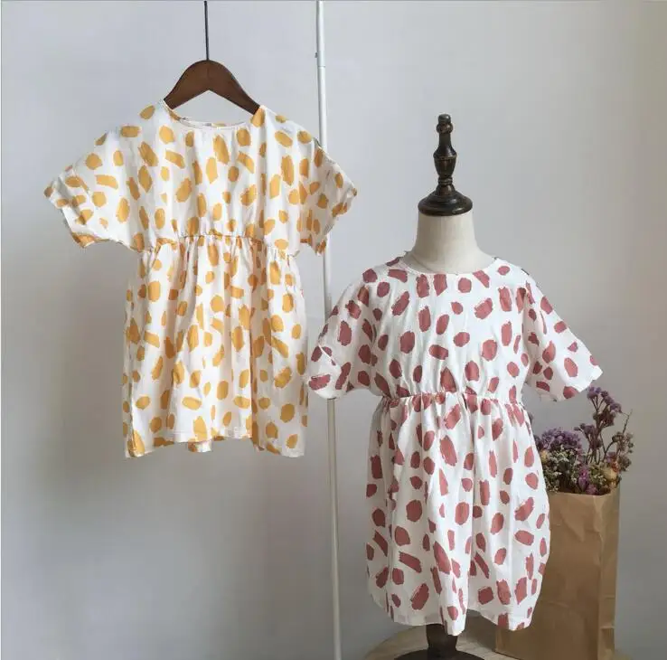 

2019 wholesale girls printed dress summer fashion cotton girls dresses 2-7 years HQ767