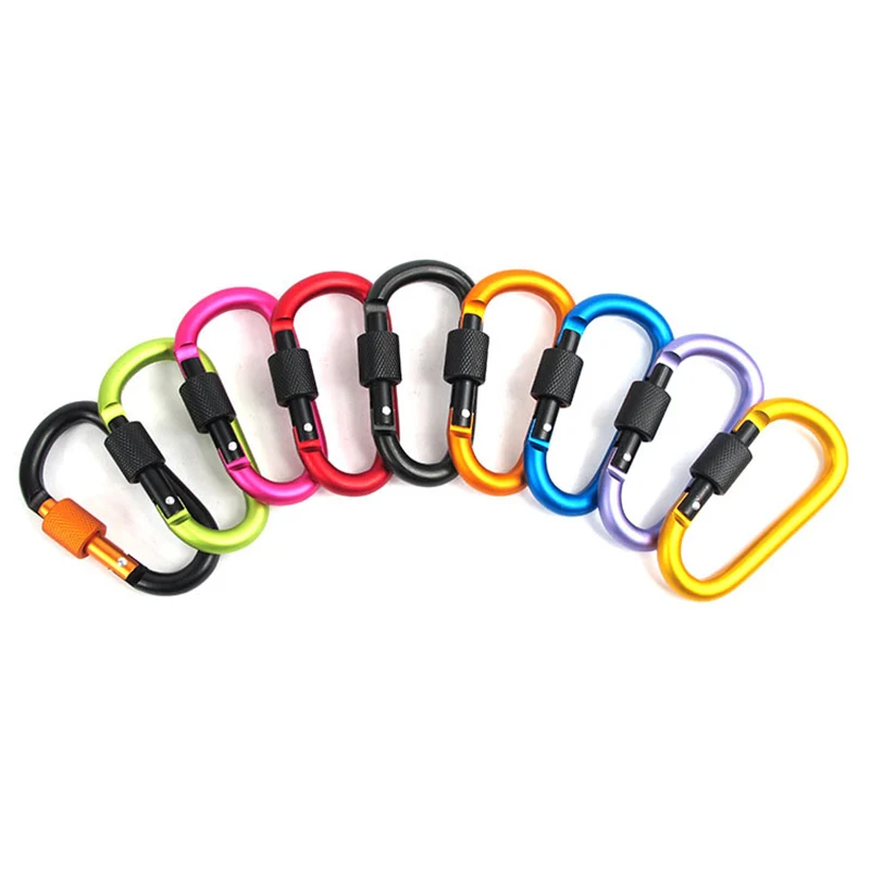 

10Pcs Aluminum D Shape Buckle Carabiner Key Chain Snap Hook with Screw Cap Camping Equipment YA88