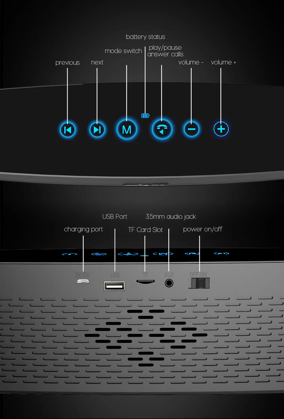 Zealot S12 объемный стерео bluetooth динамик 4 драйвера наружная Колонка 12 Вт сабвуфер с микрофоном Поддержка TF карты AUX