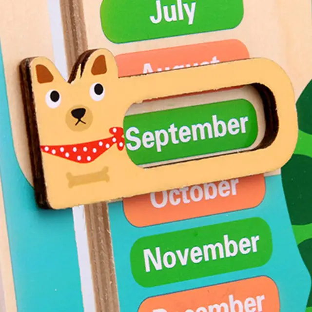Wooden Montessori Toy  Clock Calendar Weather Season Month Cognitive Board Kids Time Cognition Preschool Educational Toy 5
