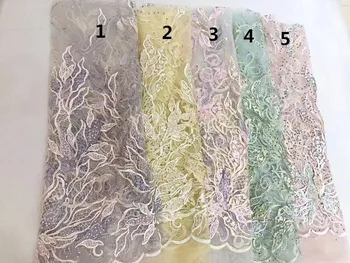 

Nigerian Laces Fabrics With Beaded Stones High Quality Tulle African Laces Fabric Wedding African French Tulle Lace