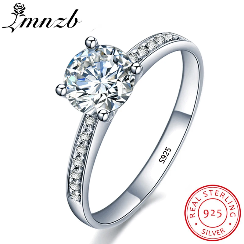 

LMNZB 100% Original Natural 925 Sterling Silver Ring for Women 6mm 1 Carat Wedding Anniversary Fine Ring Luxury Jewelry LRZK006