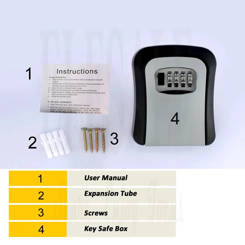 New Wall Mounted Key Safe Storage Box With 4-Digital Combination Lock Metal Secret Box Key Hidden Organizer