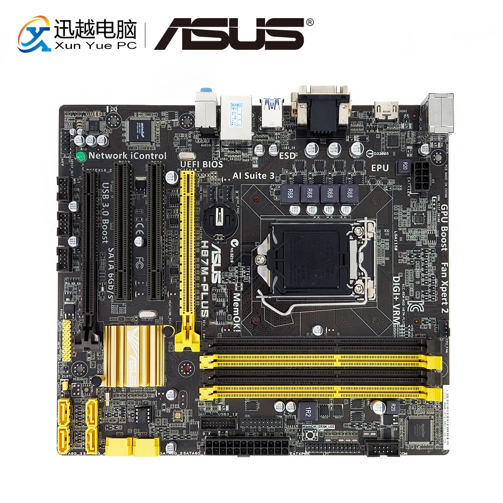 

Asus H87M-PLUS Desktop Motherboard H87 Socket LGA 1150 i7 i5 i3 DDR3 32G SATA3 UBS3.0 Micro-ATX