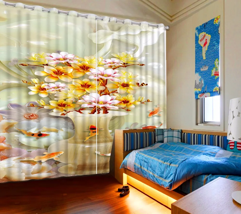 

European Marble flower Bedroom Curtains 3D Stereoscopic Print Blackout Curtains For The Bedroom Living room