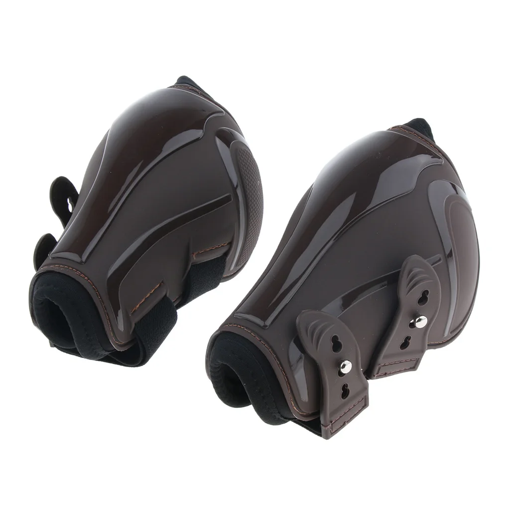 

4 Pieces Horse Tendon and Fetlock Boot Set, Equestrian Front Hind Legs Protection - PU and Neoprene, Adjustable