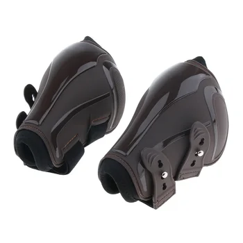 

4 Pieces Horse Tendon and Fetlock Boot Set, Equestrian Front Hind Legs Protection - PU and Neoprene, Adjustable