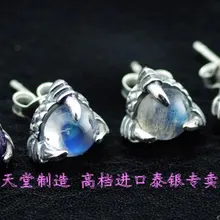 925 чистого серебра 4 Кристалл тайский серебряный Slashes маленькие уши 1 пара