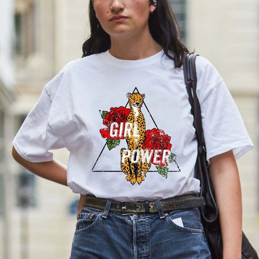 

Power Girl T Shirt Aesthetic Letter Printed Female Clothing Summer Cotton Casual O-Neck Top T-shirt Tee Shirt Femme 2019