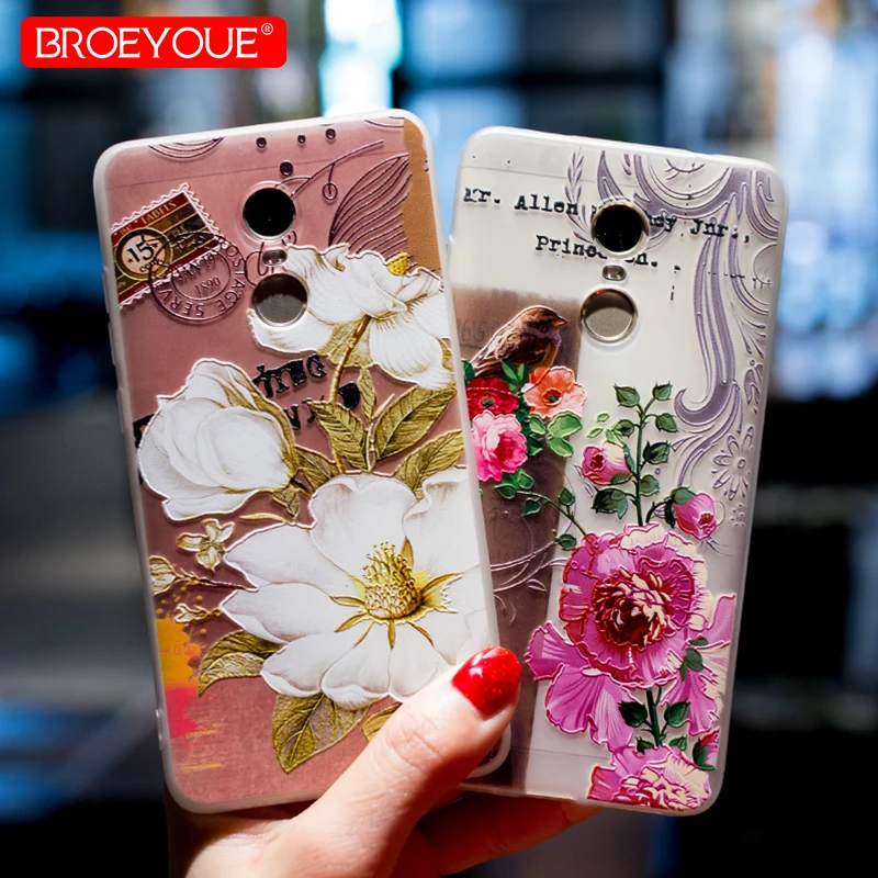 

BROEYOUE Case For Redmi Note 4 4X 32G Redmi 4X 3D Relief Phone Cover Painted Case Soft TPU Silicone Accessory Coque Flower Cases