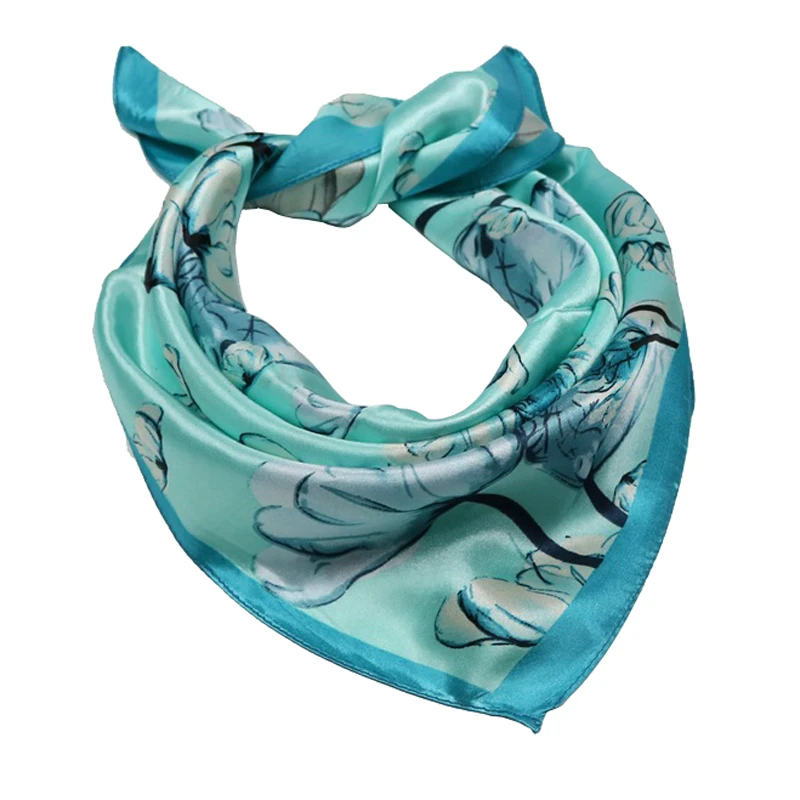 F& U Элегантный женский квадратный шелковый головной и шейный Шелковый синий шарф Тощий Ретро галстук для волос небольшой модный квадратный шарф для подарков