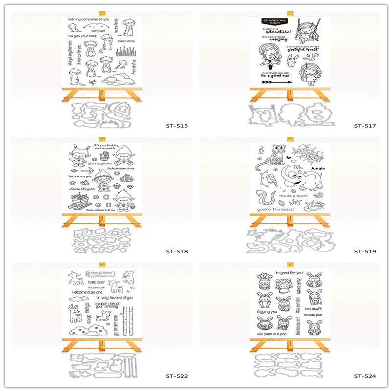 

Pretty Girl Various Animal's Clear Stamps and Cutting Dies Set for Scrapbooking Photo Album Card Making DIY Decoration Supply