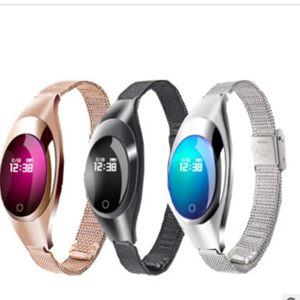 

Z18 Women Ladies Smart Bracelet Blood Pressure Heart Rate Monitor Fitness Tracker Metal Smart Watch for Dropshipping