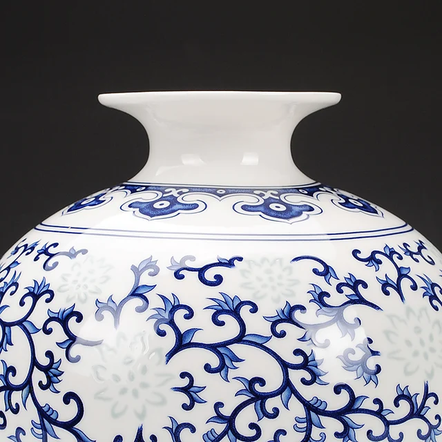 Jingdezhen Rice-pattern Porcelain Pomegranate Vase Antique Blue-and-white Bone China Decorated Ceramic Vase 5