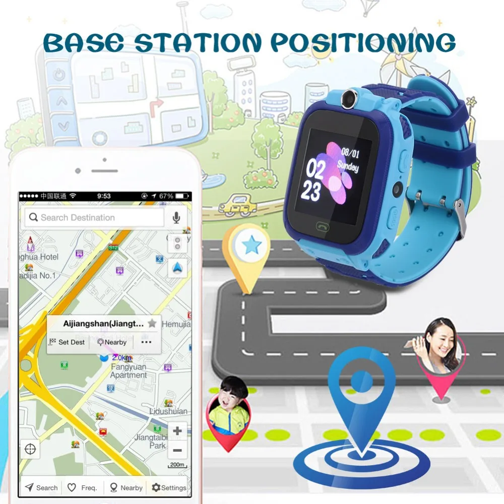 S12 GPS Детские Смарт часы телефон положение детские 1 44 дюймов цветной сенсорный