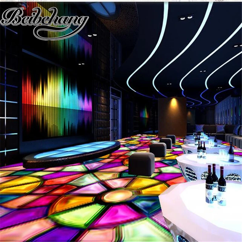 beibehang Custom large 3d floor flooring decorative painting
self-adhesive waterproof stained parquet KTV hotel mall floor