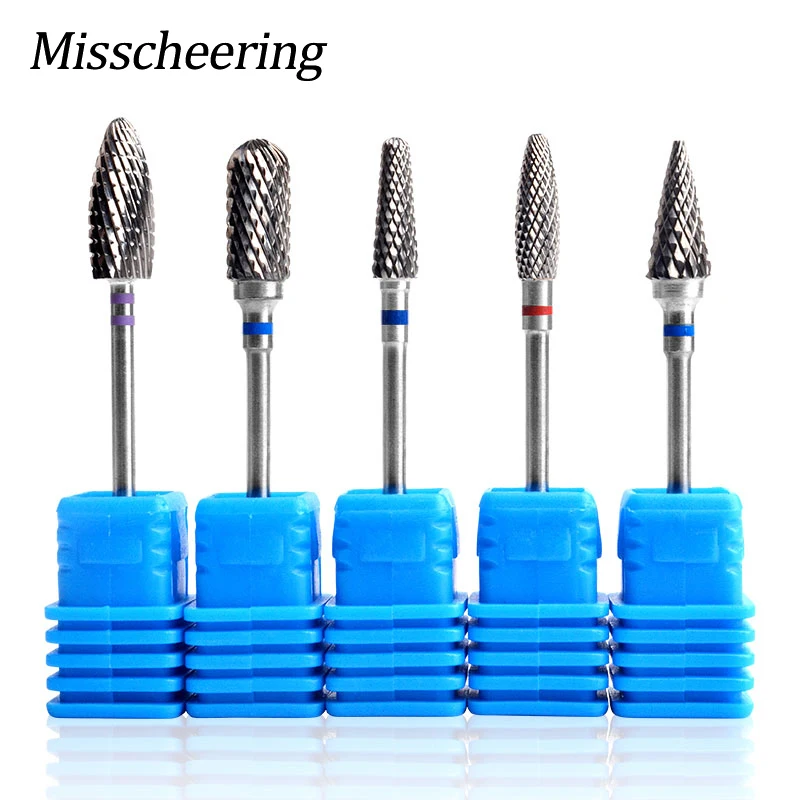 

5 Size Tungsten Carbide Burr Nail Drill Bits Rotary Cutters Bits for Manicure Drill Accessories Gel Removal Nail Art Tools