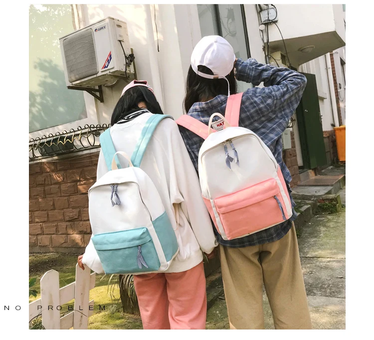 Menghuo New Women Canvas Backpacks Preppy Style Patchwork School Bags for Teenagers Girls Laptop Backpack Travel Bag Mochilas_33-1_17